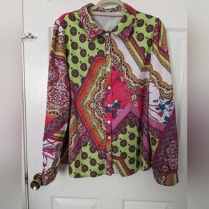Colorful Patterned Button-Up Shirt